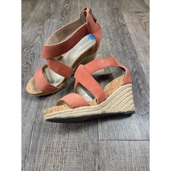 Adrienne Vittadini Orange Clarity Espadrilles Shoes 7.5M Sandals Wedge Platform - Picture 1 of 9